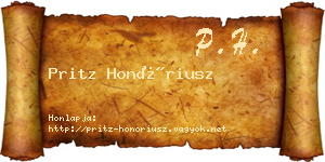 Pritz Honóriusz névjegykártya